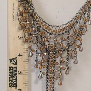 Vintage Amber Beaded Necklace w/ Bib Design 16 in without bib